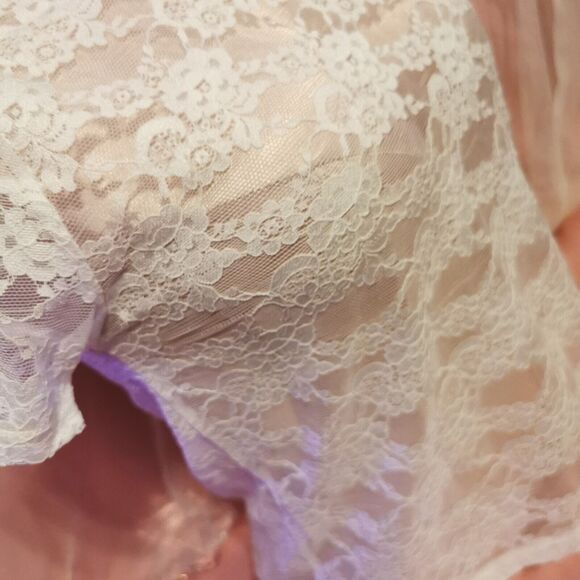 Cecil Mcbee Top Women's Small White Lace Party Casual Sheer Festival Costume Y2K - Picture 5 of 12